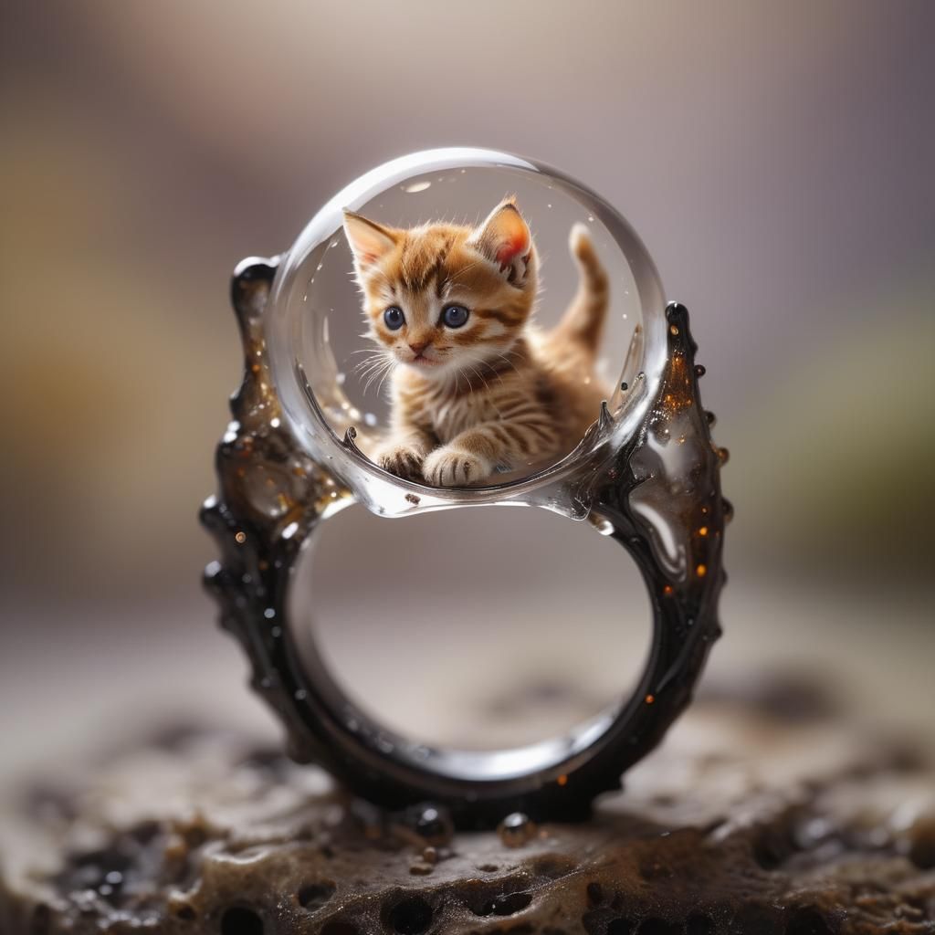Kitten Encased: Macro Photography in Resin Ring