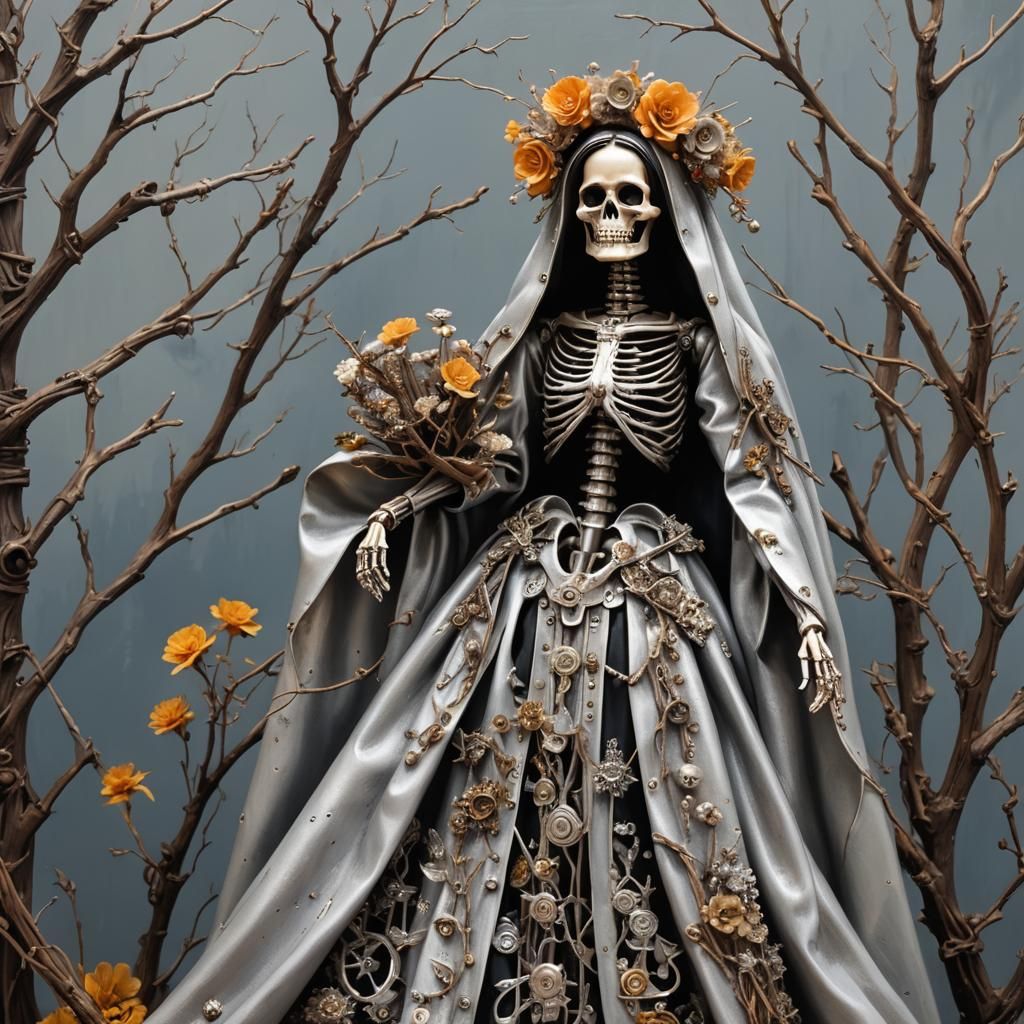 Virgin of Guadalupe Skeleton in Steampunk Style
