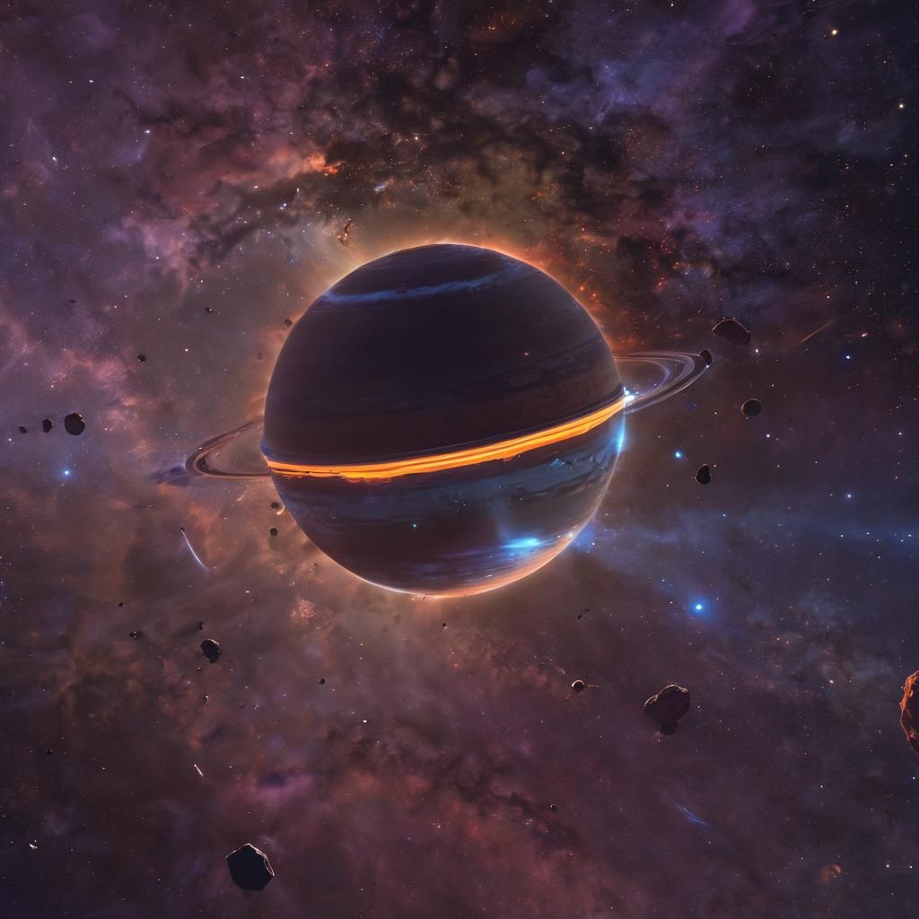 Ethereal Saturn Amidst Nebula, Digital Matte Painting