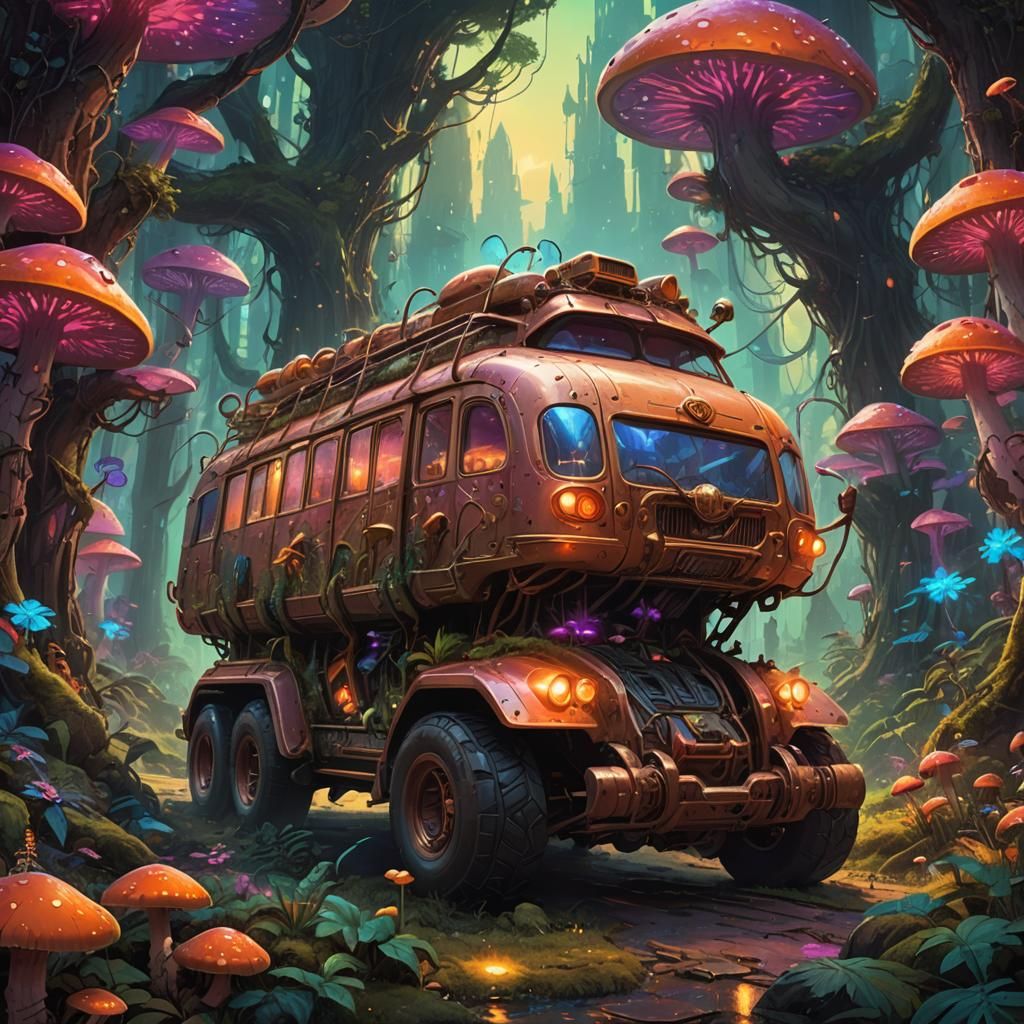 Bugbus in Mystical Forest: Fantasy Concept Art