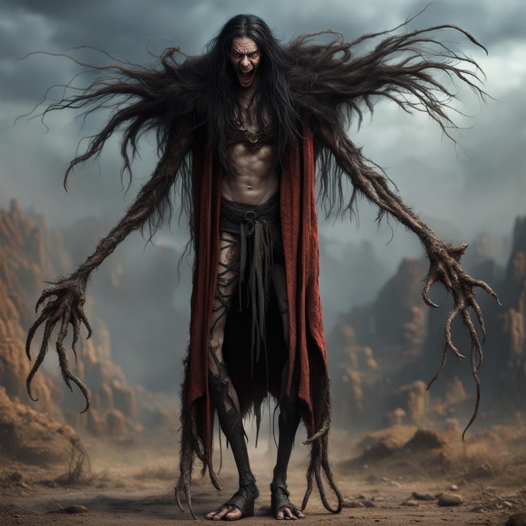Menacing Lanky Man in Tattered Cloak: Fantasy Art