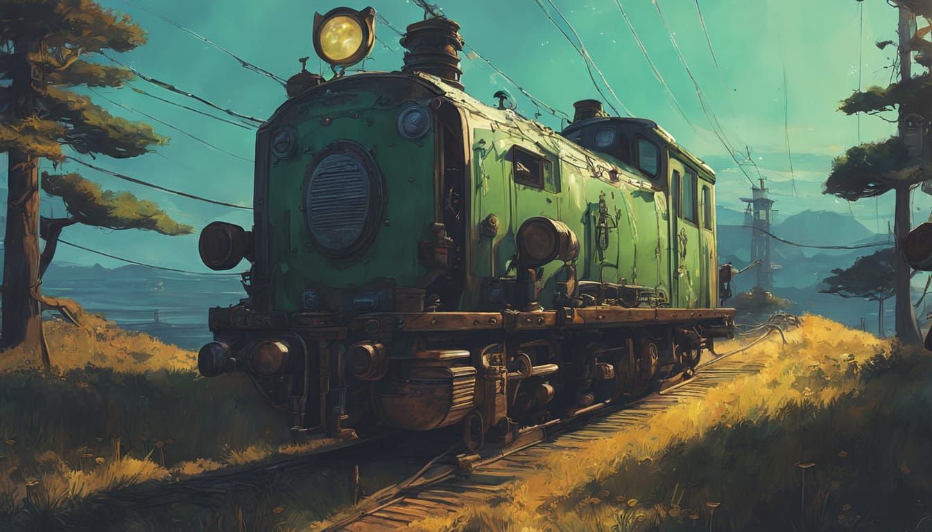 Dreamlike Steampunk Siren in Emerald Canopy