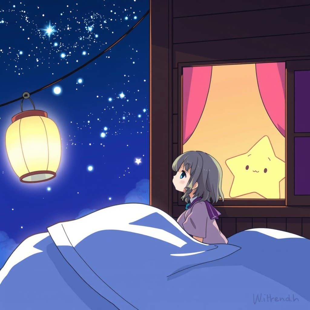 Dreamy Starlight Illuminates a Gentle Anime Scene
