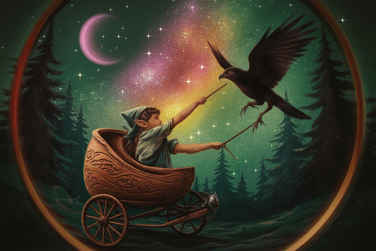 Surreal Daguerreotype Hologram of Elf vs. Night-Hawk