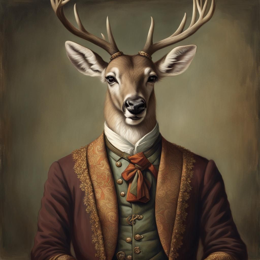 Victorian Deer: An Anthro Portrait in 19th Century Style