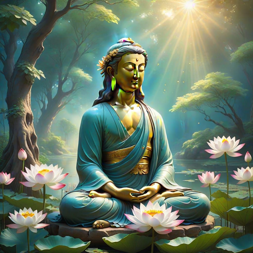 Serene Divine Figure in a Spiritual Lotus Position