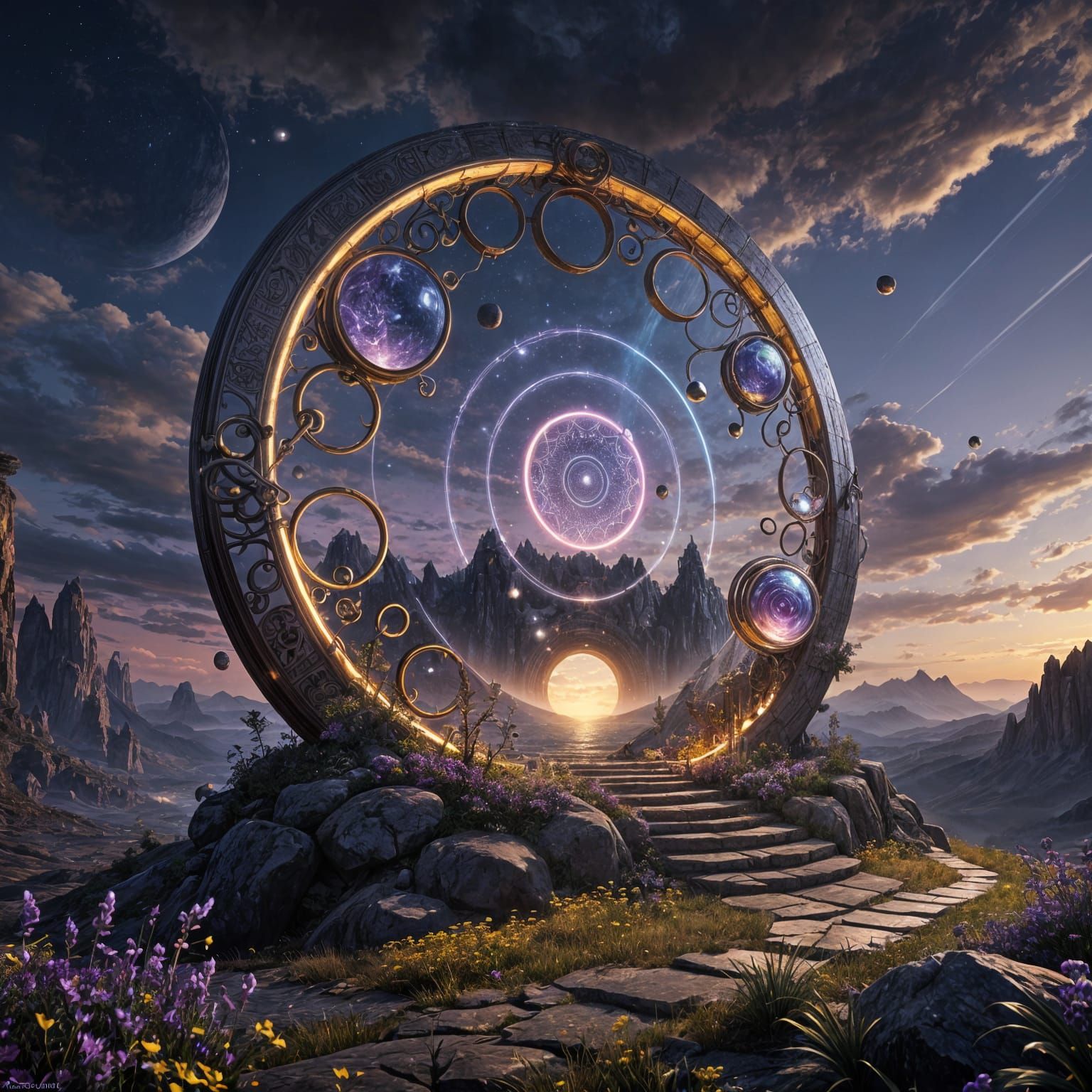 Magic Circles Ascend in Dark Fantasy Landscape