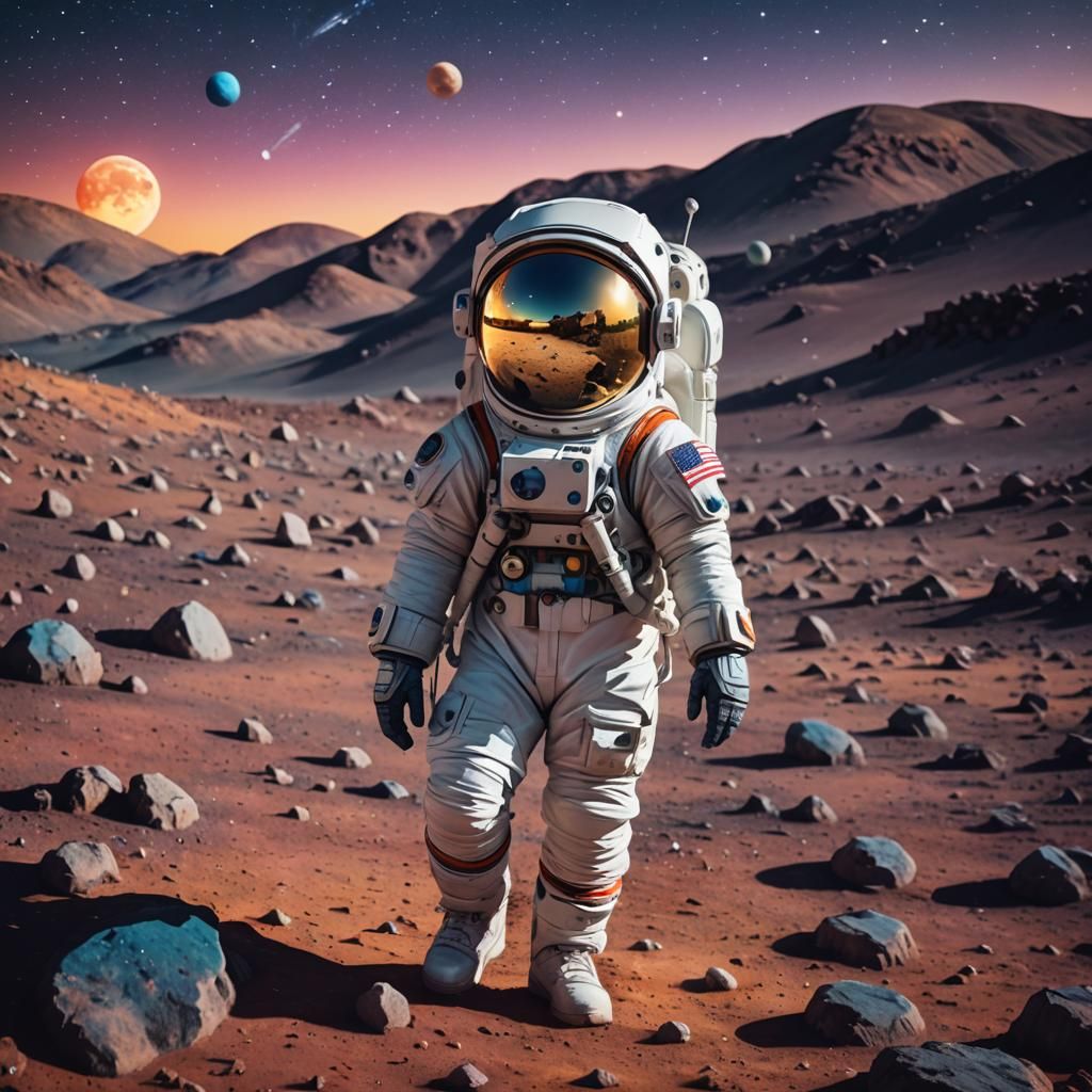 Astronaut Bo Peep on Lunar Landscape