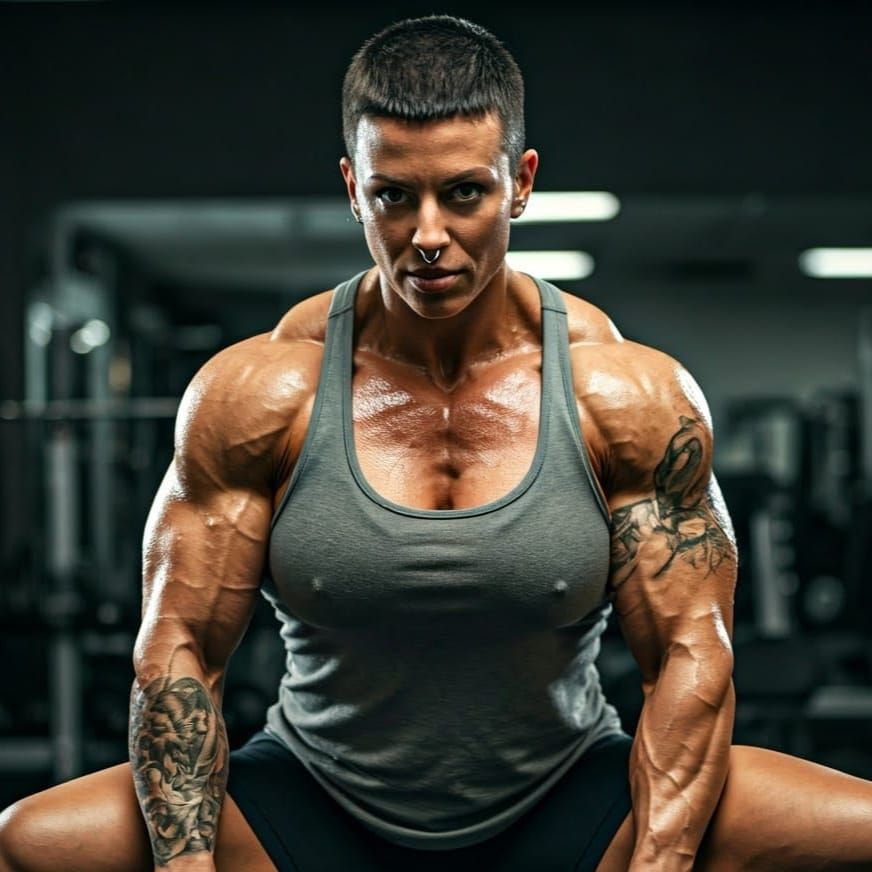 Muscular Woman Dominates the Gym