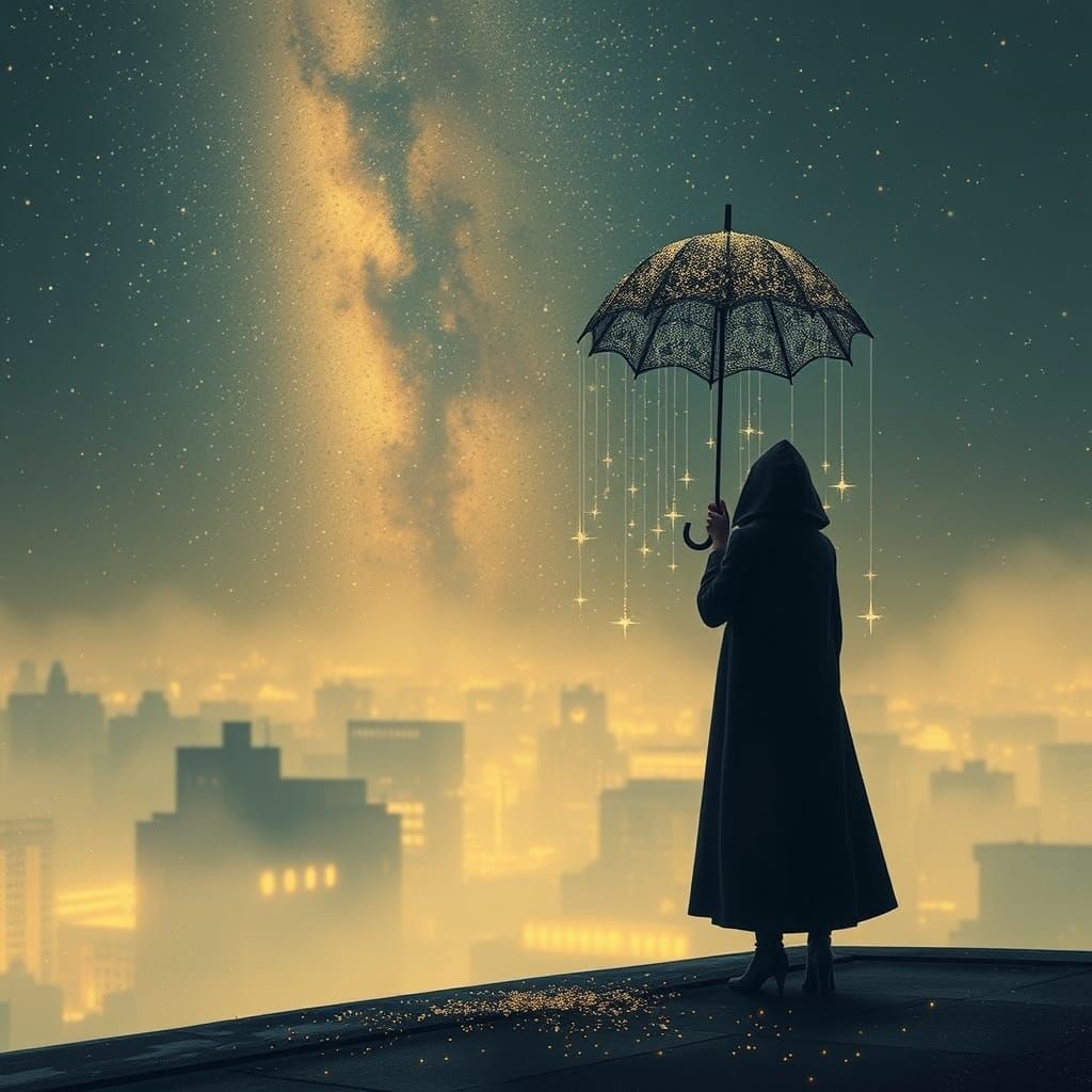 Starlight and City Lights: Whimsical Rooftop Scene