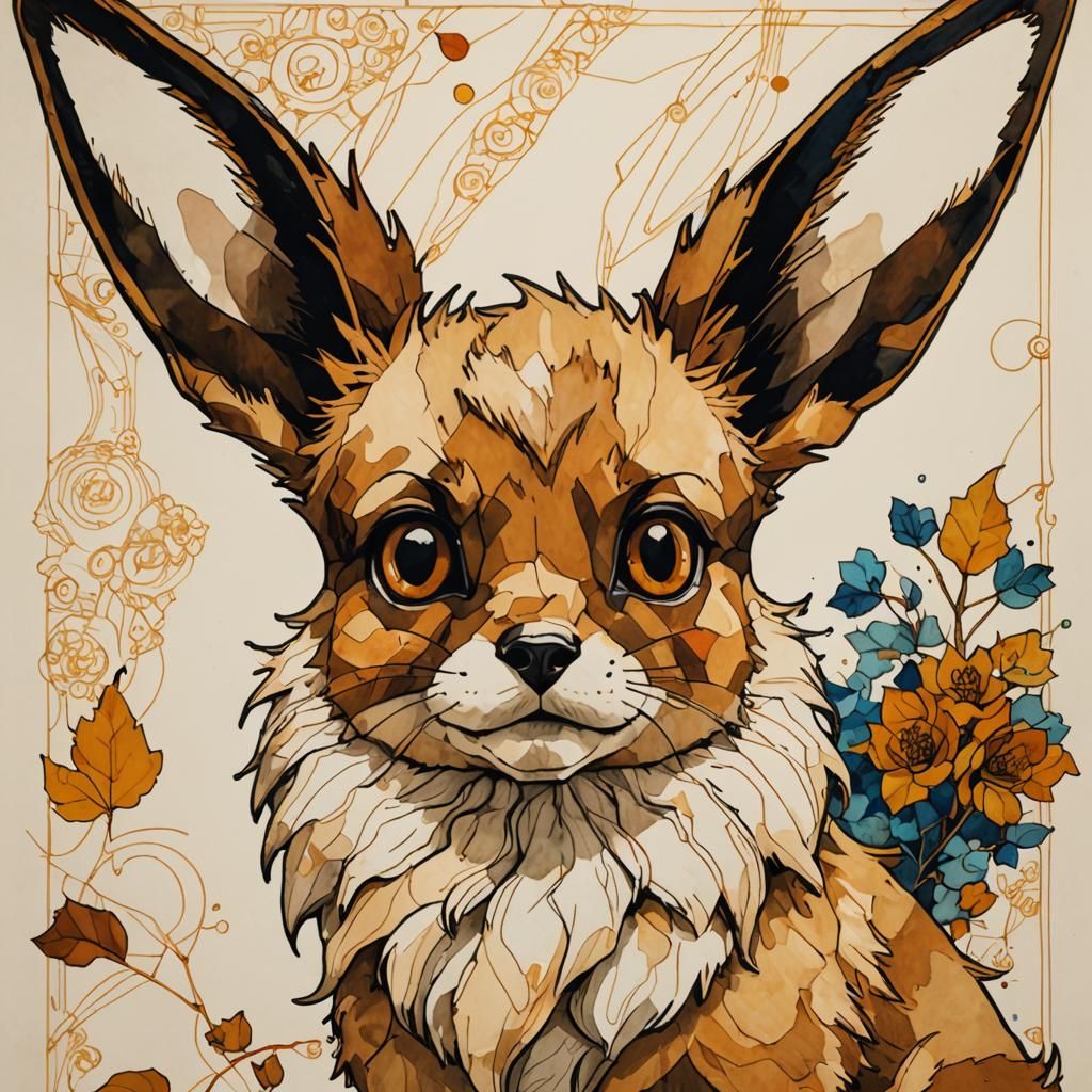 Elegant Eevee Portrait in Abstract Style