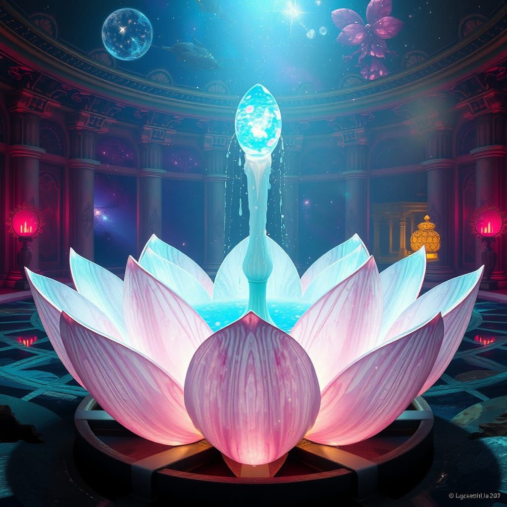 Ethereal Lotus Fountain in Celestial Palace