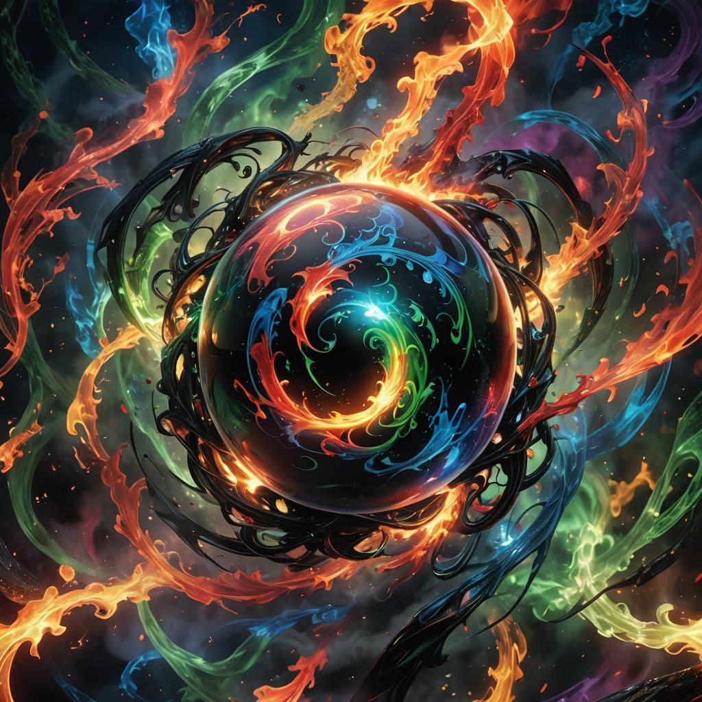 Mystical Orb with Swirling Tendrils