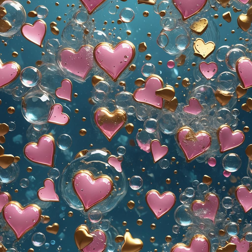 Underwater Broken Heart with Golden Accents