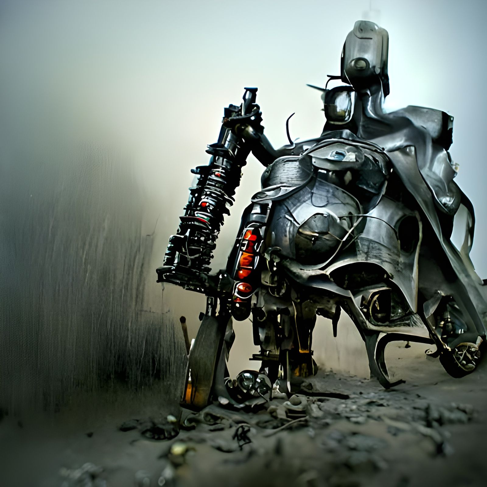 Futuristic Samurai Android Robot in Film Noir Style