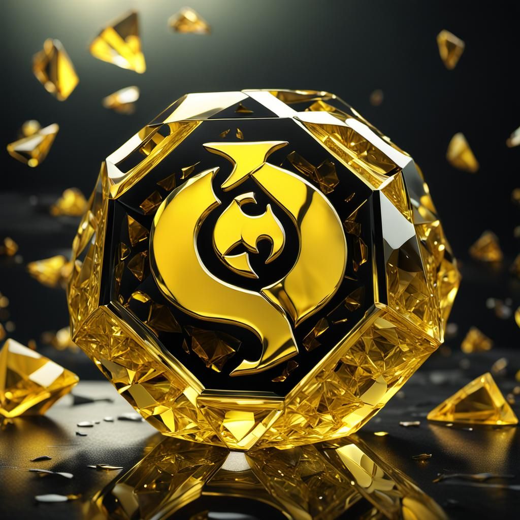 Wu-Tang Logo in Crystal Glass, 3D Rendering