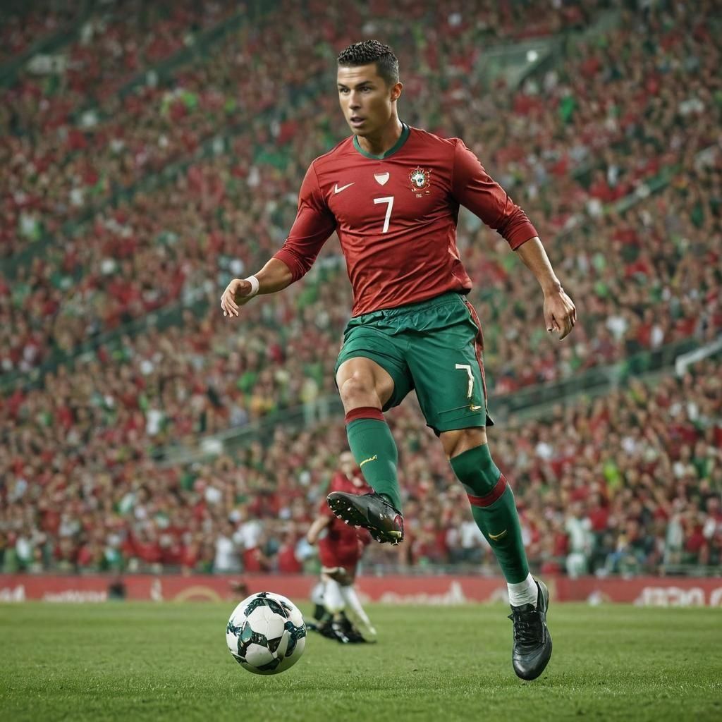 Ronaldo Kicks Football in Hyperrealistic Portrait