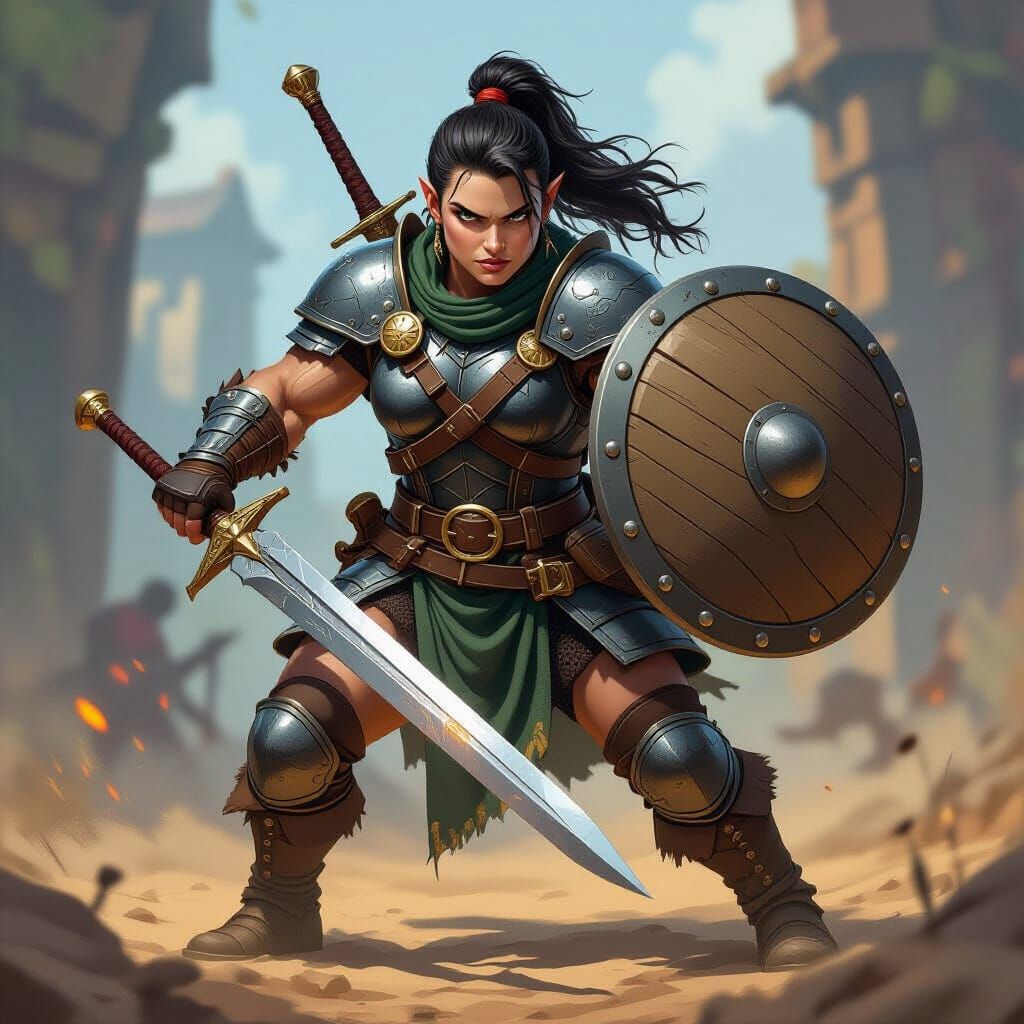 Muscular Halfling Warrior in Dynamic Comic Style