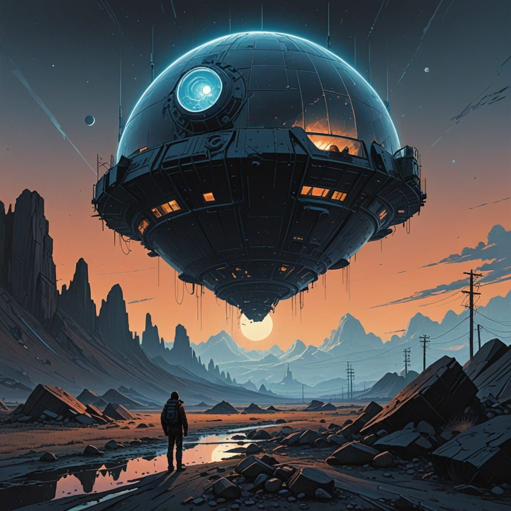 Moon Shattered in a Dark Sky, Ethereal Glow