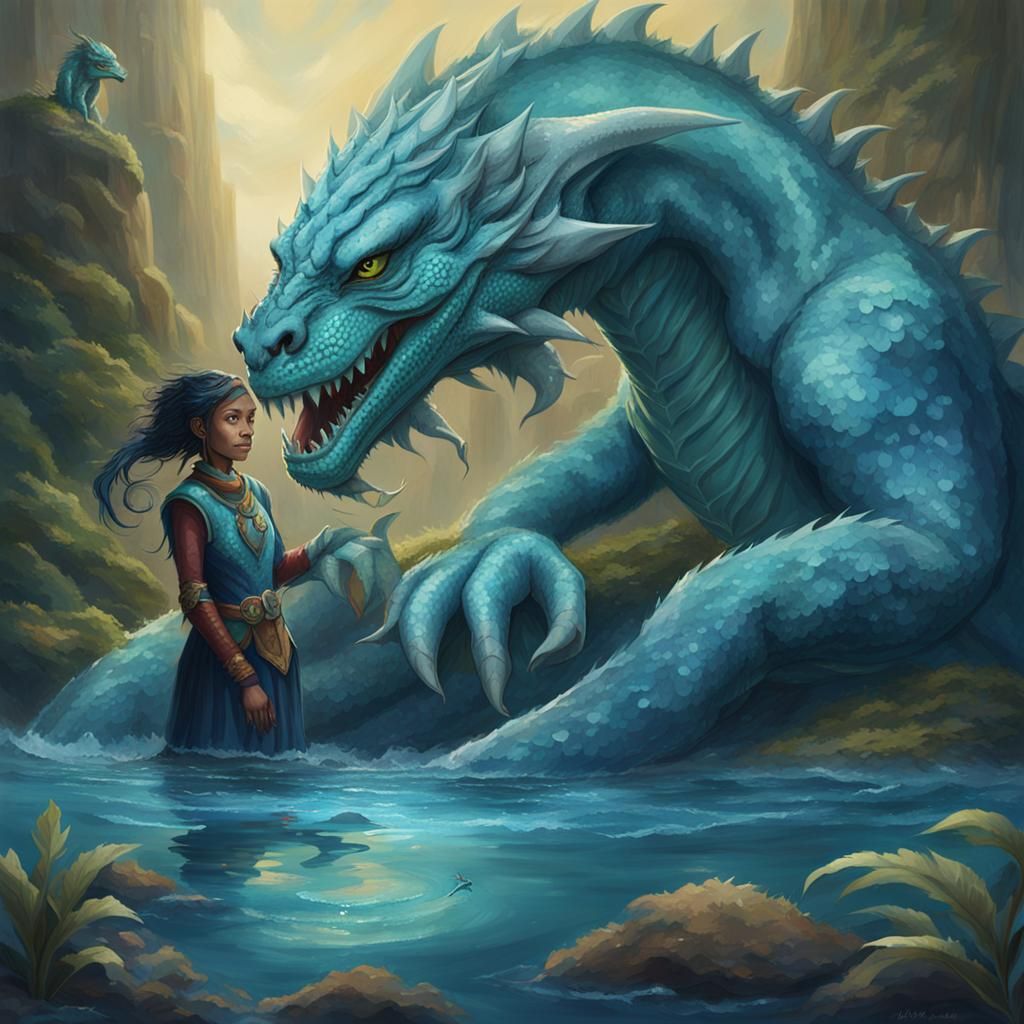 Water Demon Portrait with Dragon Pet