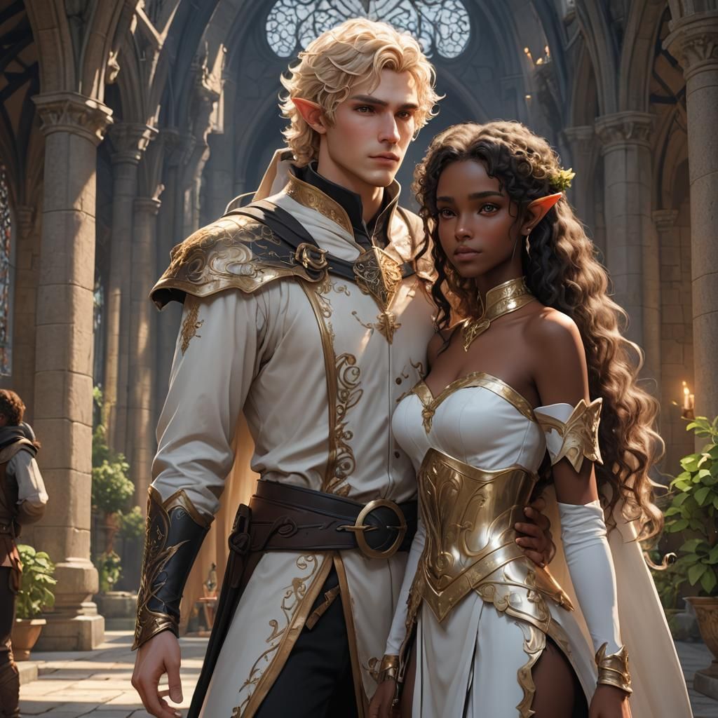 Human Woman and Elf Lord: Detailed Anime Art