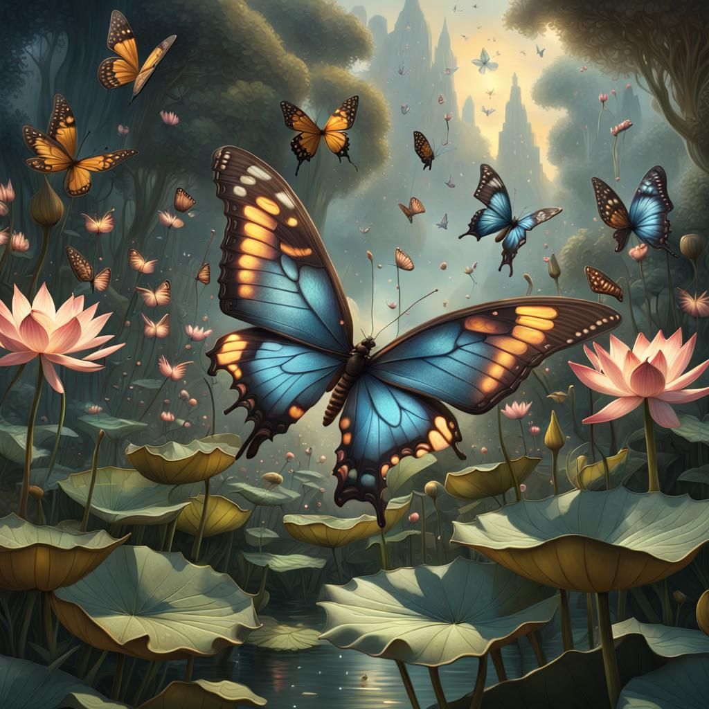 Butterfly Garden: A Detailed Matte Painting