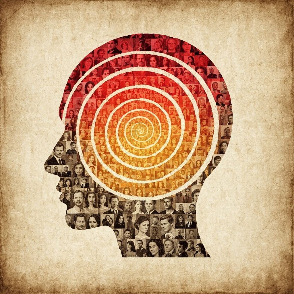 Mosaic Portrait: Human Head with Inner Spiral