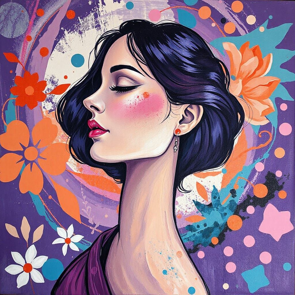 Abstract Female Silhouette in Expressionist Style