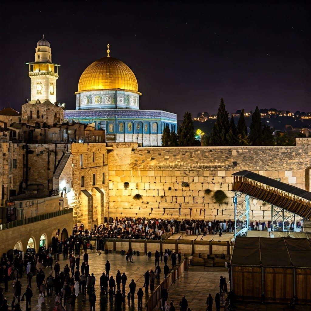 Sacred Nighttime Gathering at Jerusalem's Western Wall