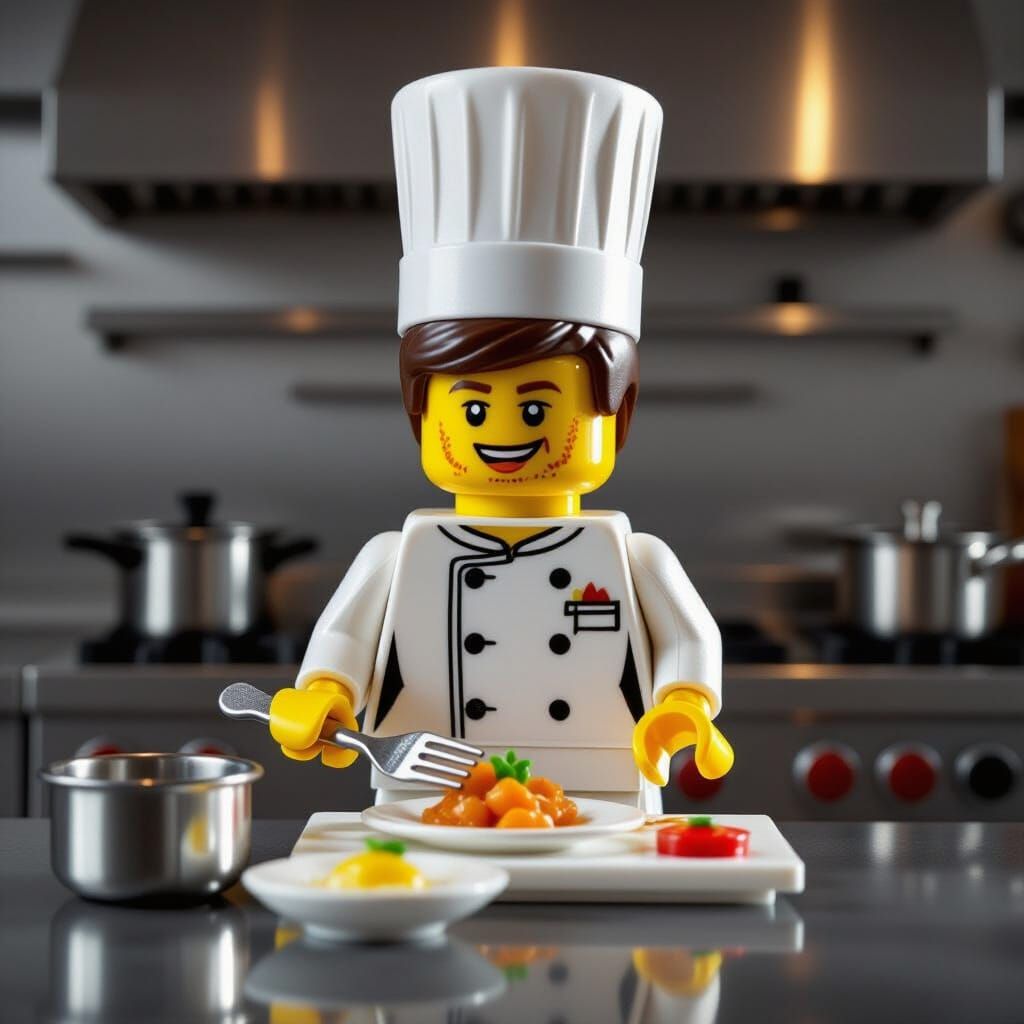 LEGO Chef Creates Gourmet Meal in High-End Kitchen