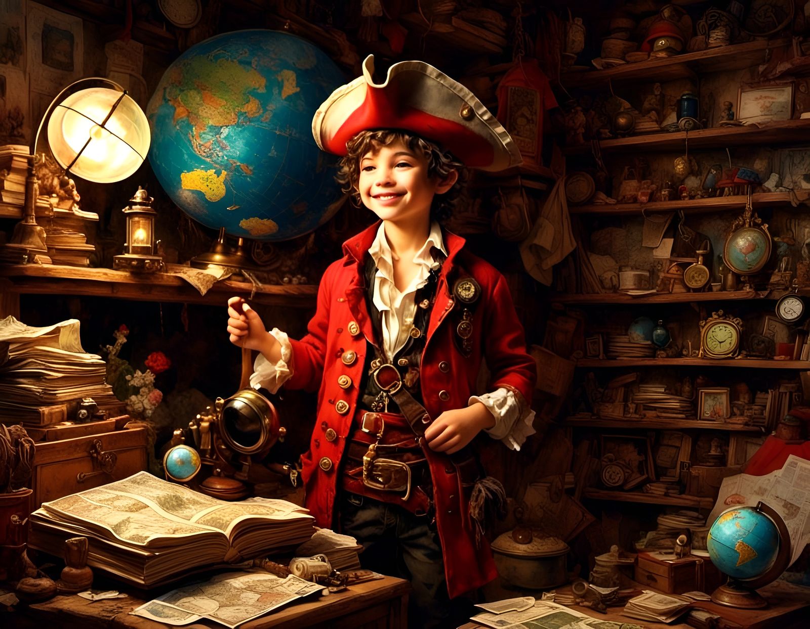 Charming Pirate Boy Cartoon Illustration