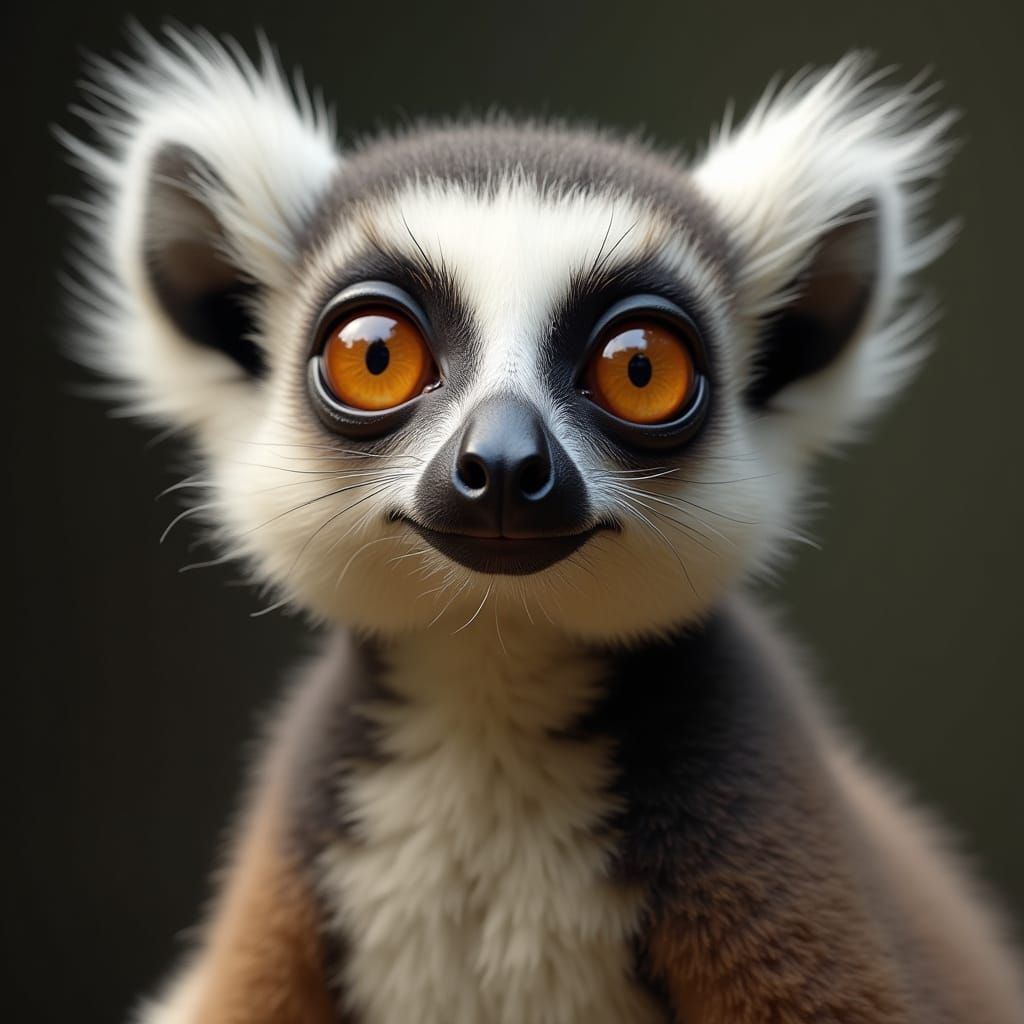 Surreal Lemur Portrait in Whimsical Wildlife Style