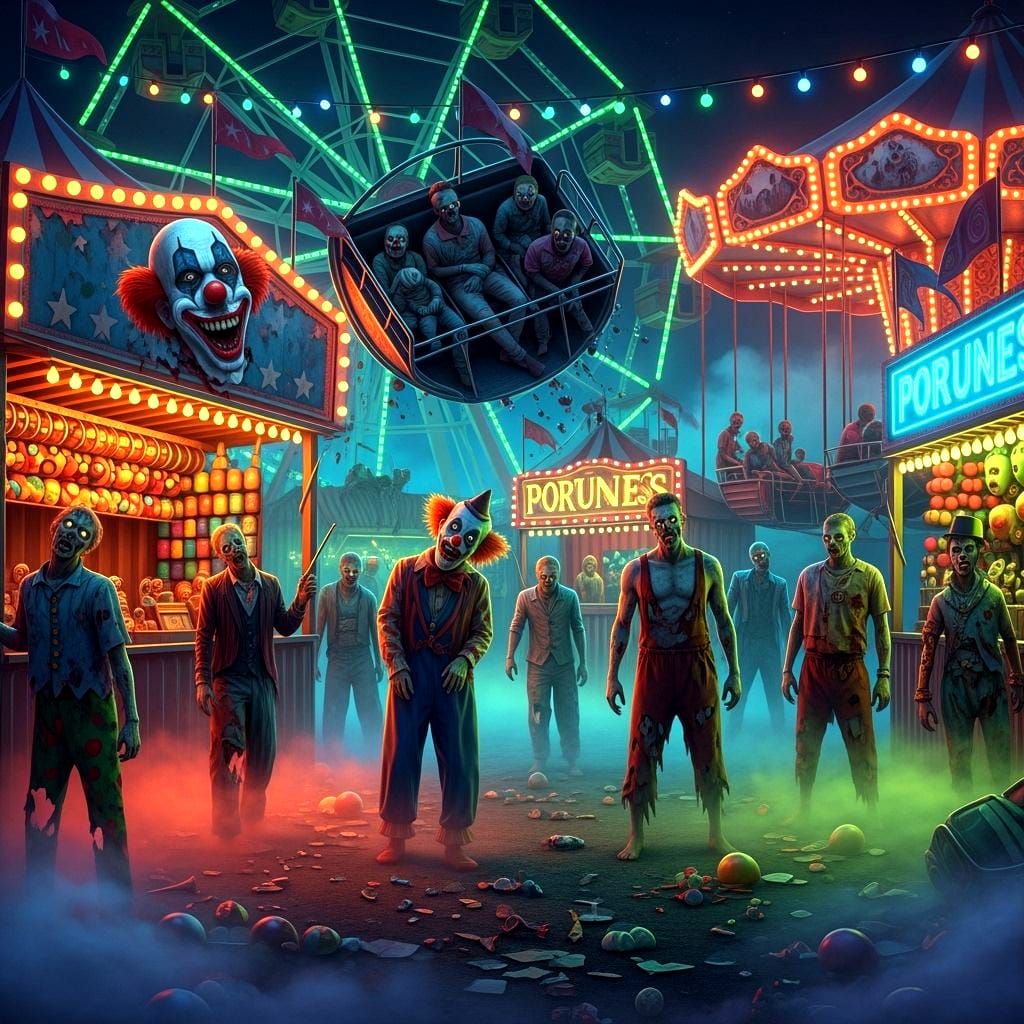 Glowing Zombie Carnival: A Cursed Spectacle