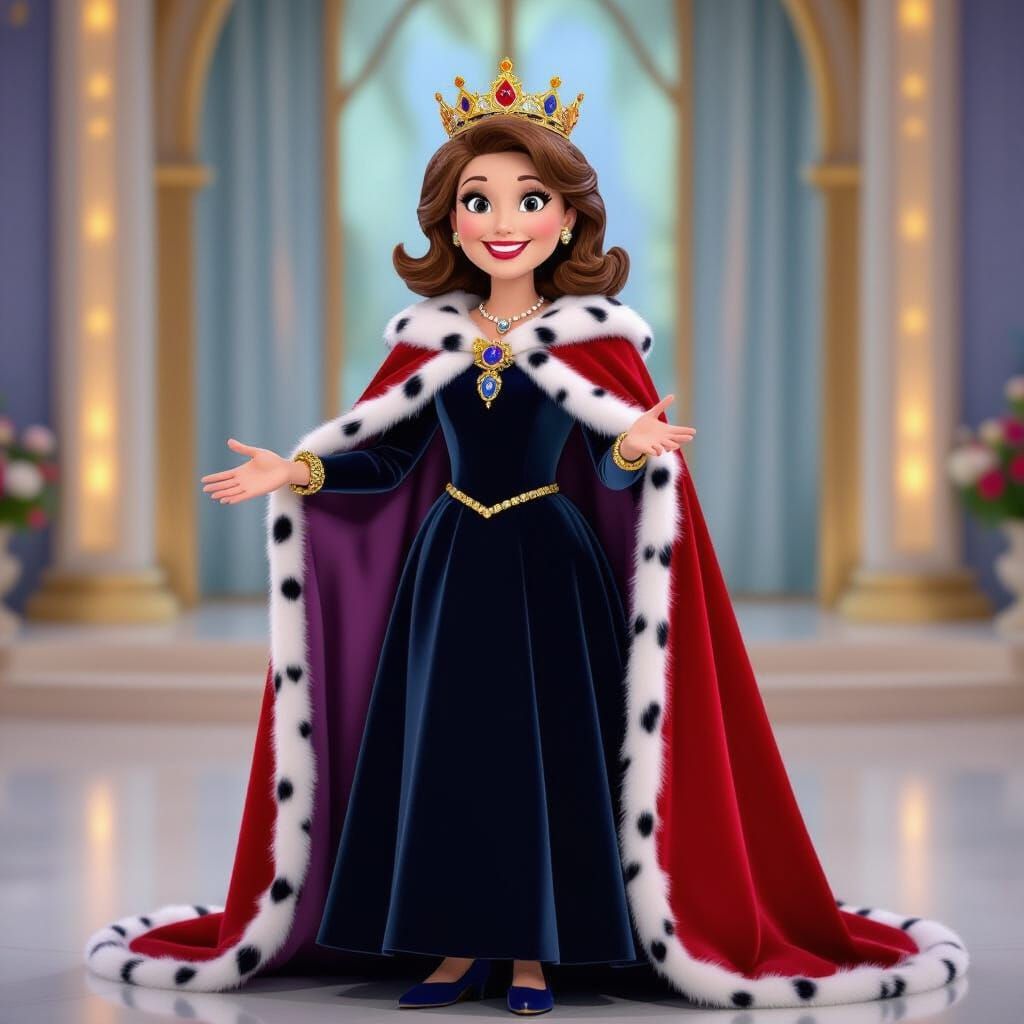 Queen Doris in Royal Gown on Live Chat Show