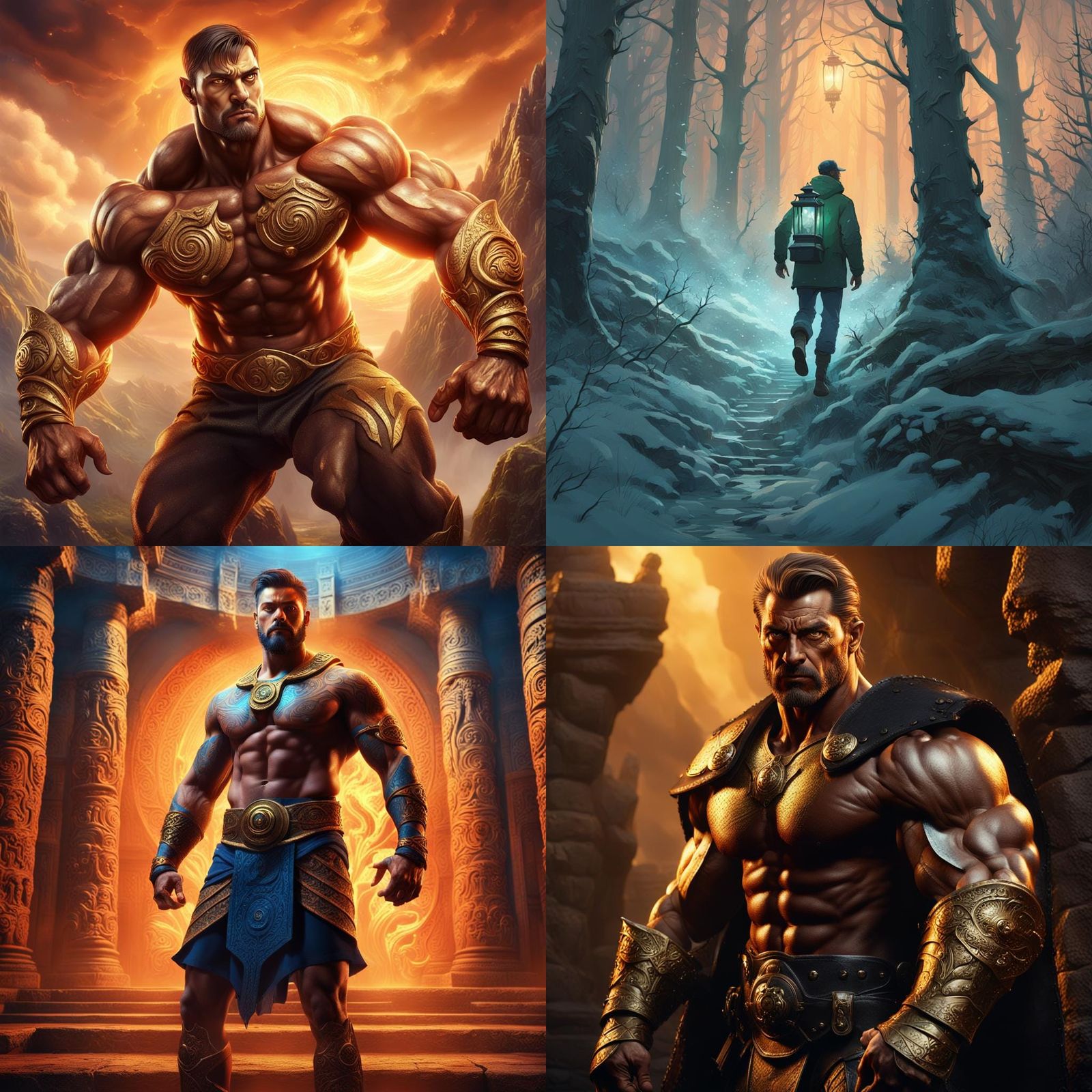 Detailed Matte Painting of a Strong Man