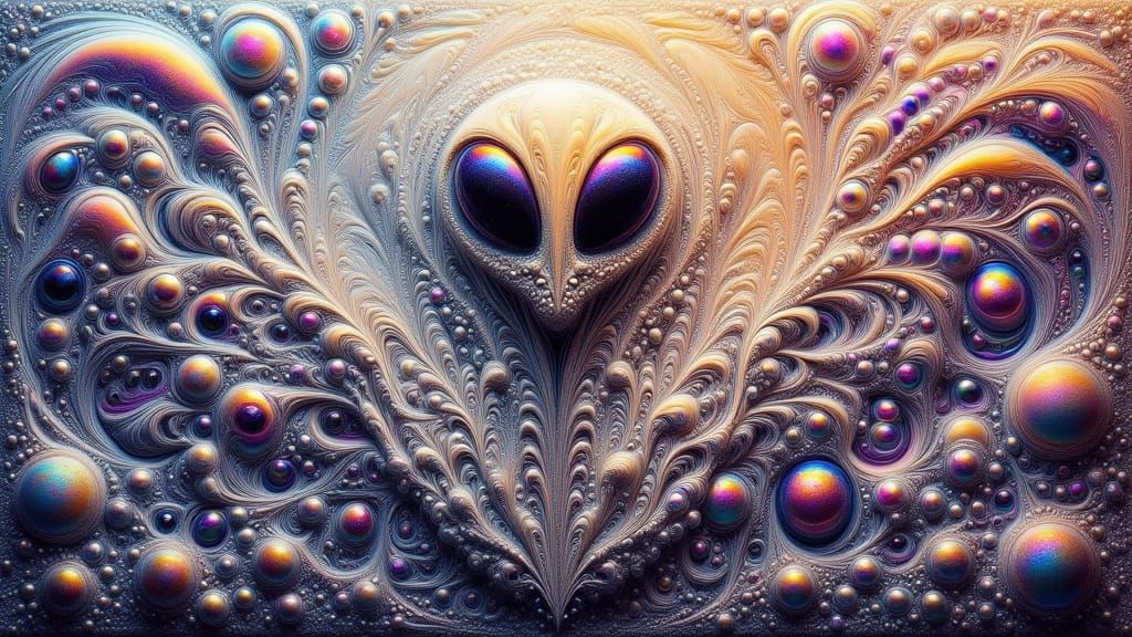 Surreal Alien Alcohol-Ink Painting with Dreamlike Textures