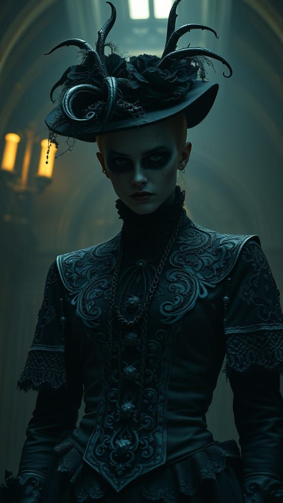 Dark Victorian Figure in Gothic Setting