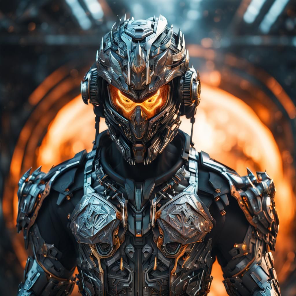 Futuristic Ice and Fire Suit with Helmet