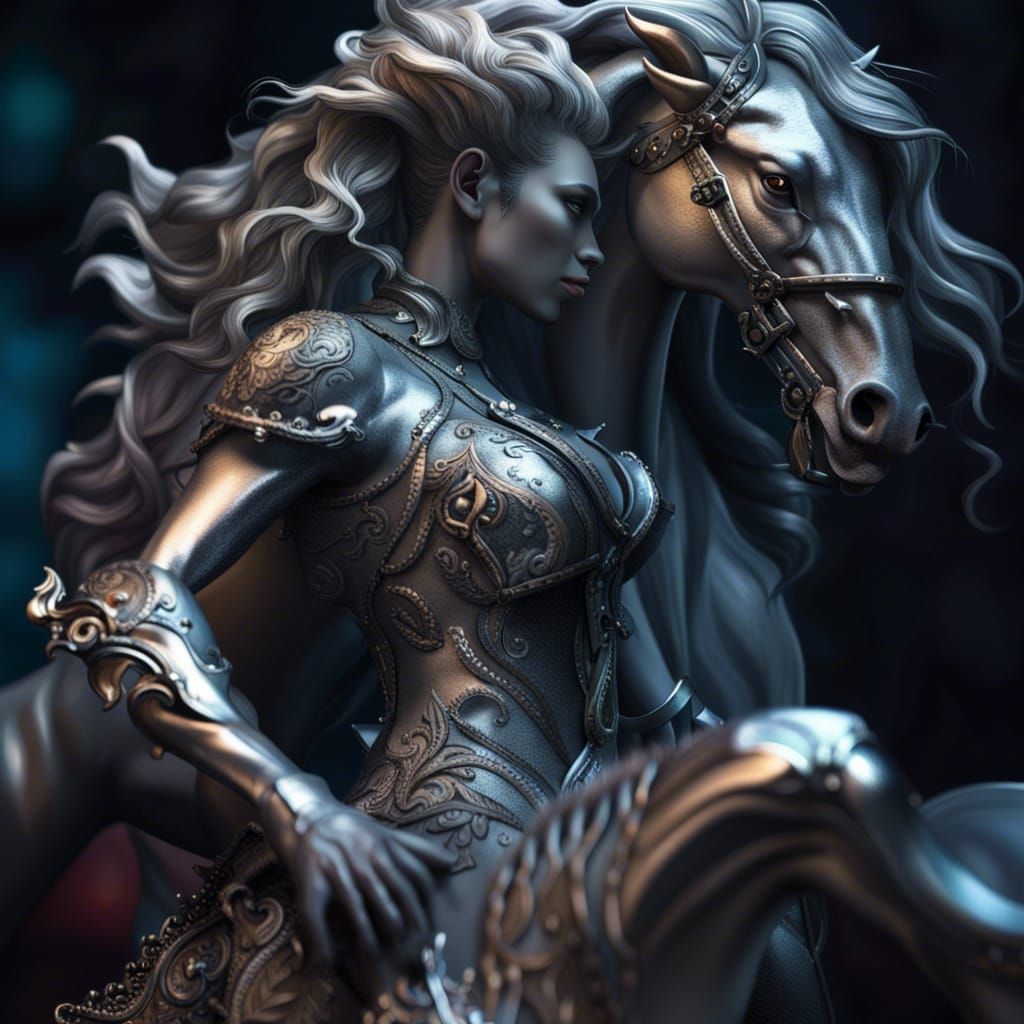 Centaurs in Hyperrealistic Silver Armor