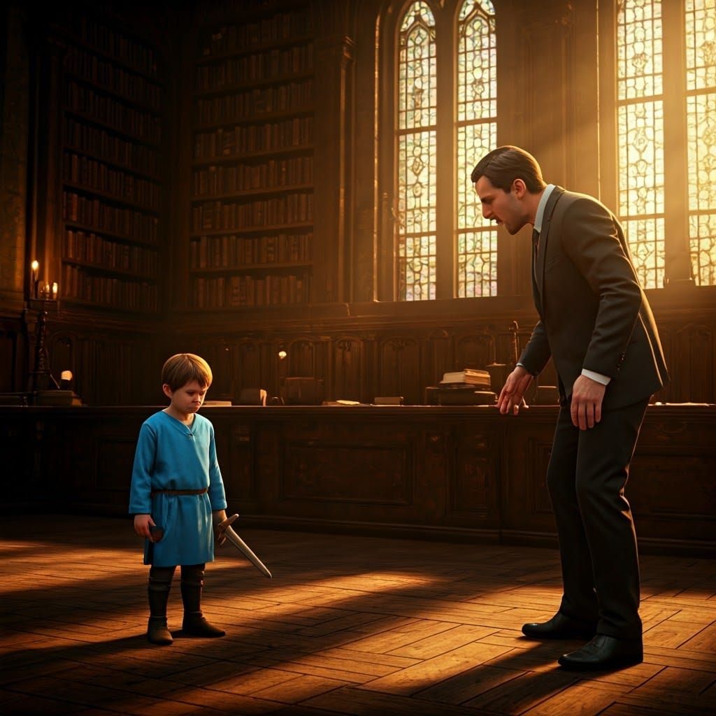 Teacher Scolds Boy in Mystical Classroom: Matte Painting