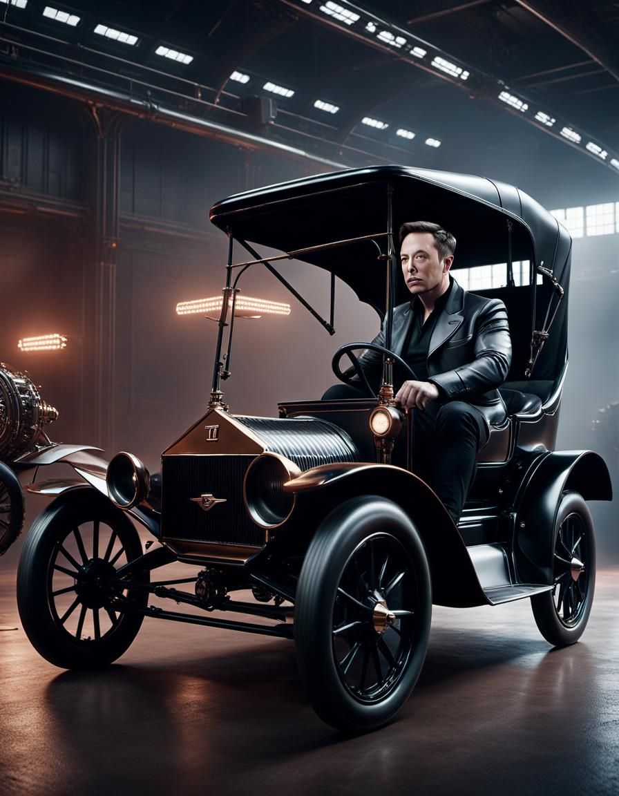 Elon Musk Drives a Sci-Fi Model T Ford