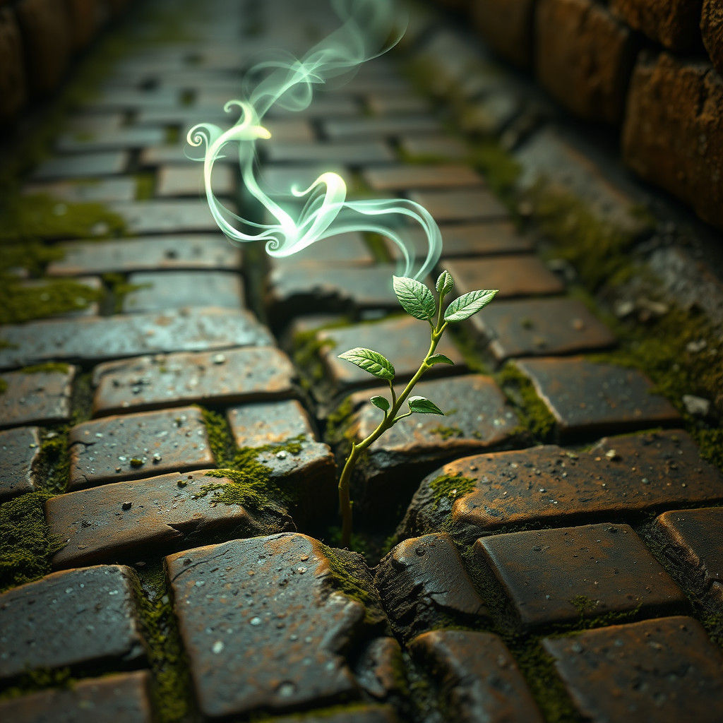 Ethereal Wisp Spirals Around Sapling, Fantasy Art