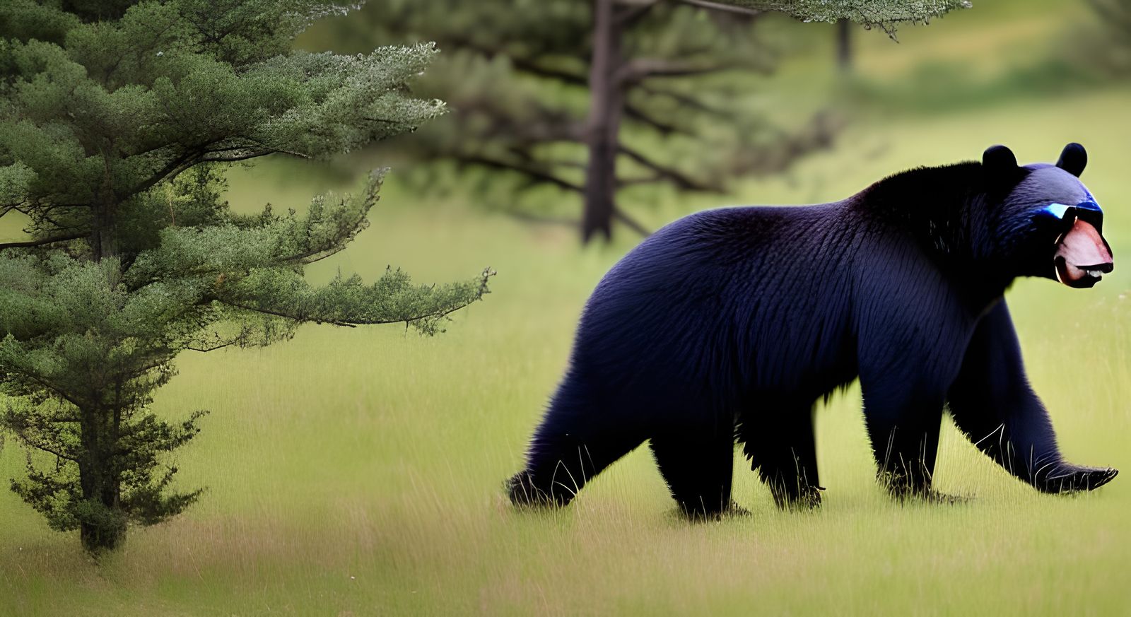Black Bear in Field, Sharp Focus, High Resolution