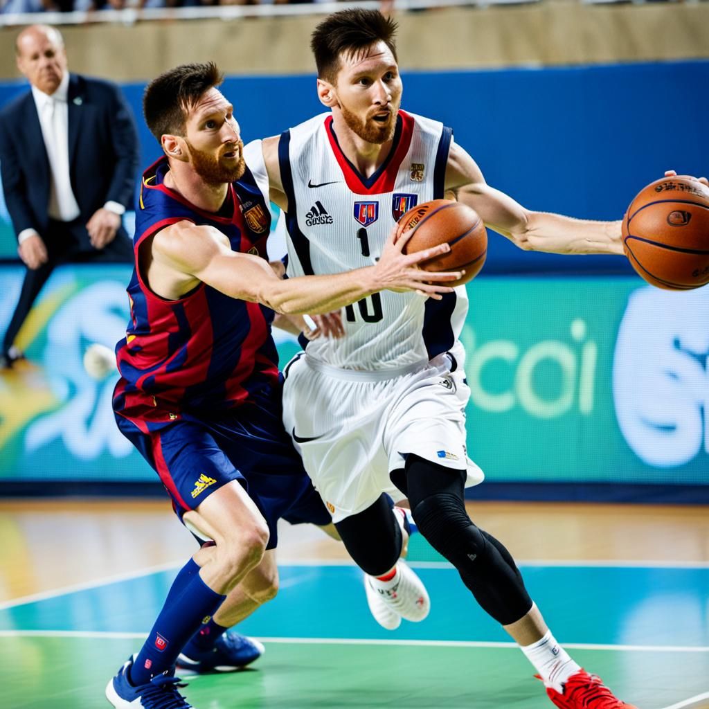 Messi Plays Basketball: Digital Art Portrait