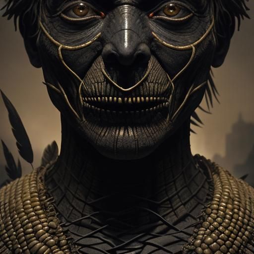 Surreal Scarecrow Face in Dark Fantasy Style