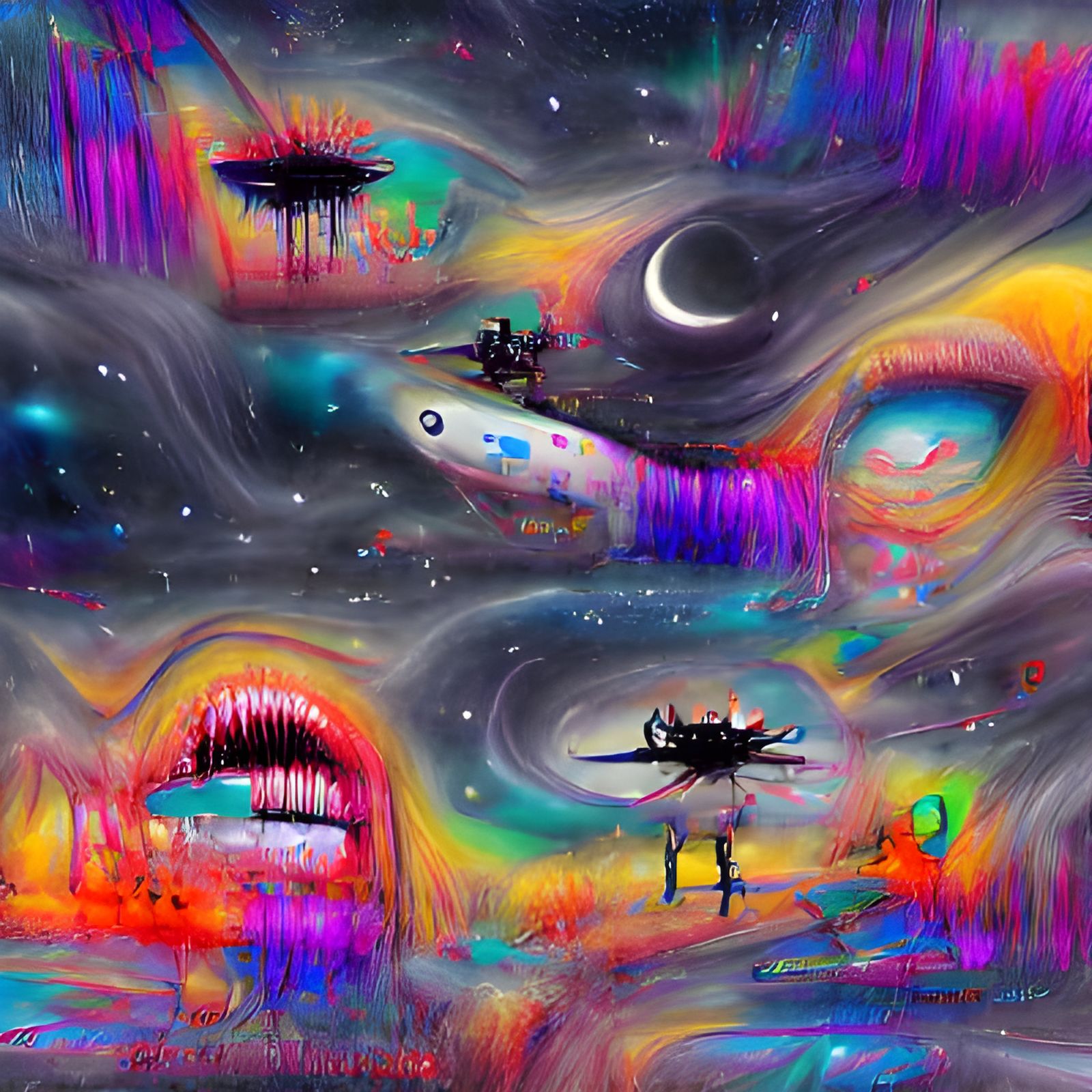 Holographic Black Hole Astral Illustration in Expressionist ...