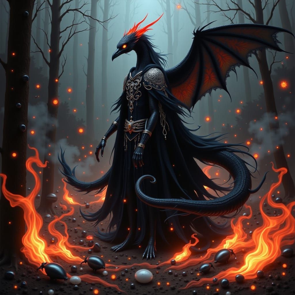 Dark Phoenix Spellcaster in Eerie Landscape