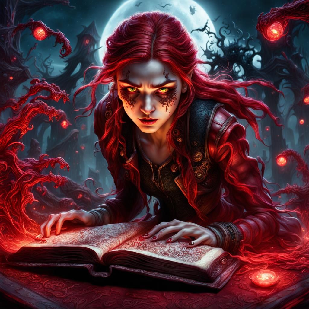 Teen Reader in Magical Fantasy Scene