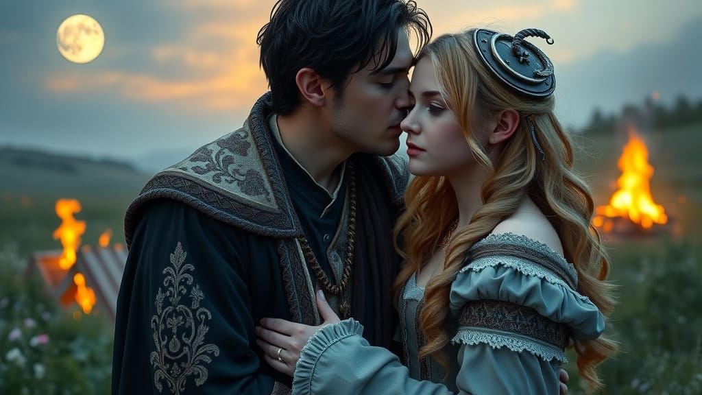 Medieval Romance in a Moonlit Meadow