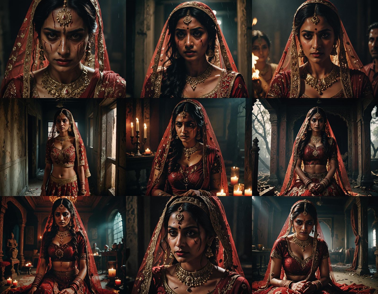 Terrifyingly Beautiful Desi Bride in Horror Scene